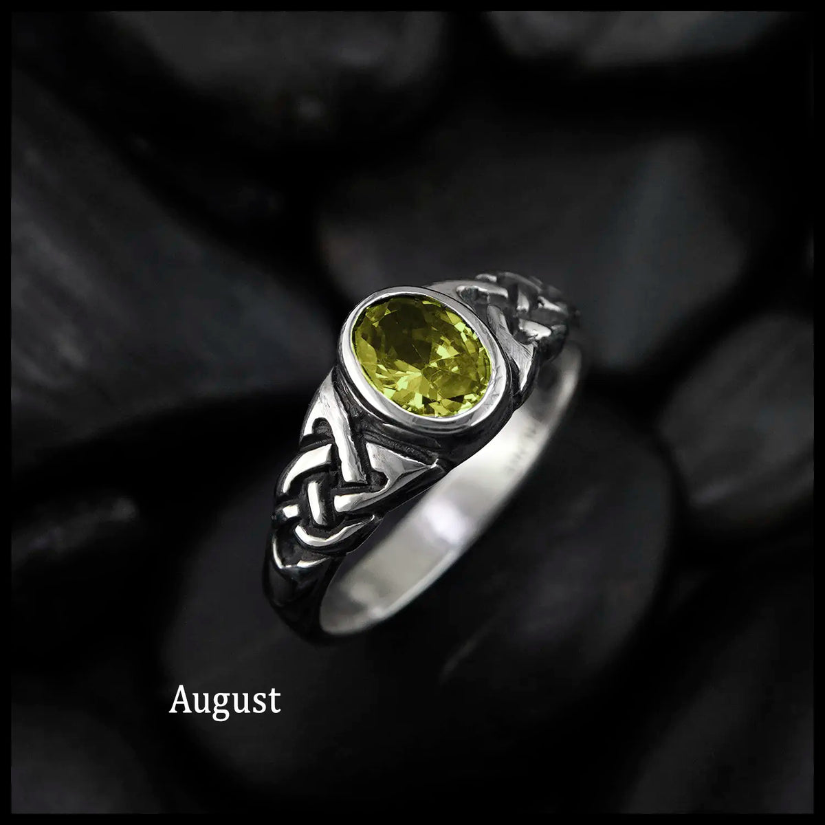 Oval Birthstone Celtic Knot Ring in Sterling Silver – Walker