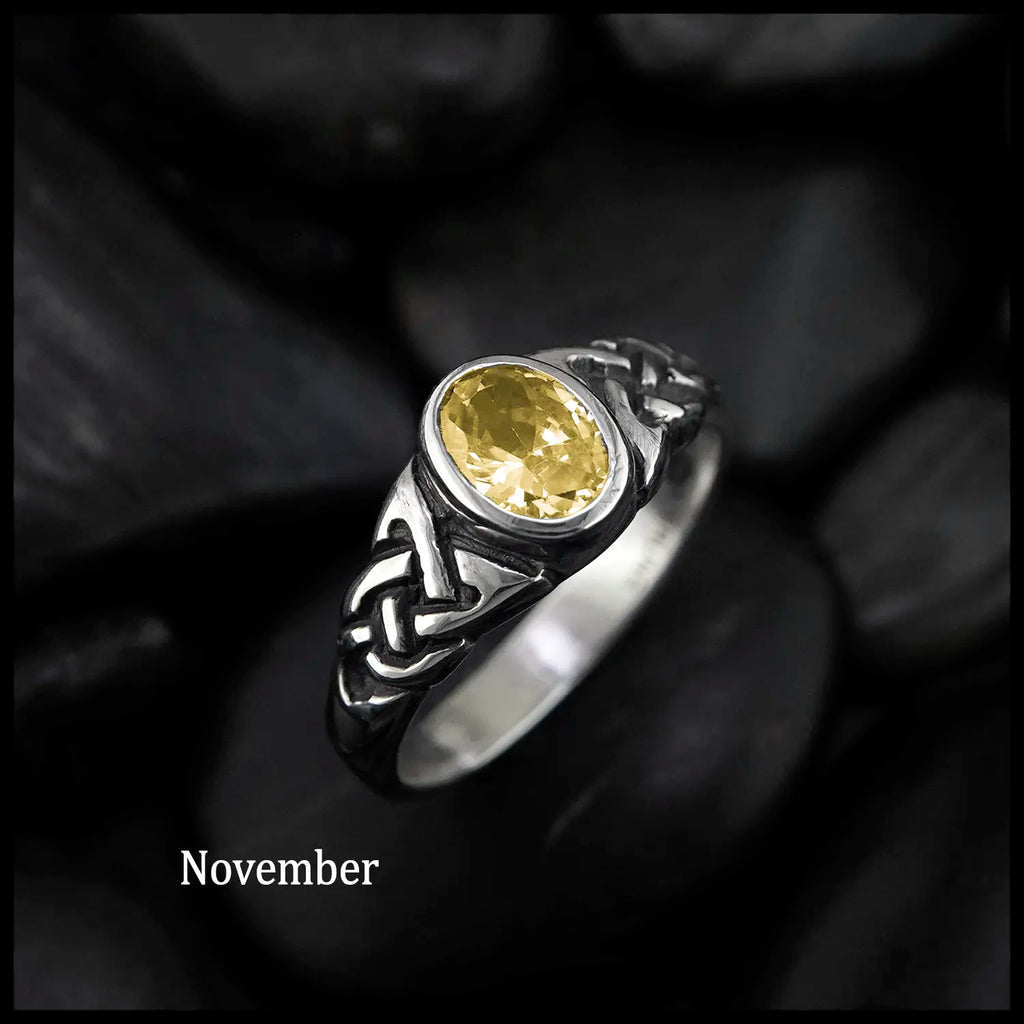 Knotwork Birthstone Ring in Sterling Silver: November