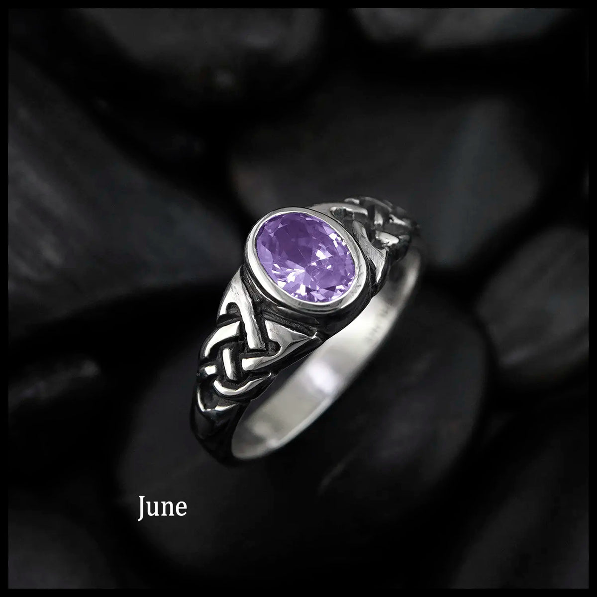 Oval Birthstone Celtic Knot Ring in Sterling Silver – Walker