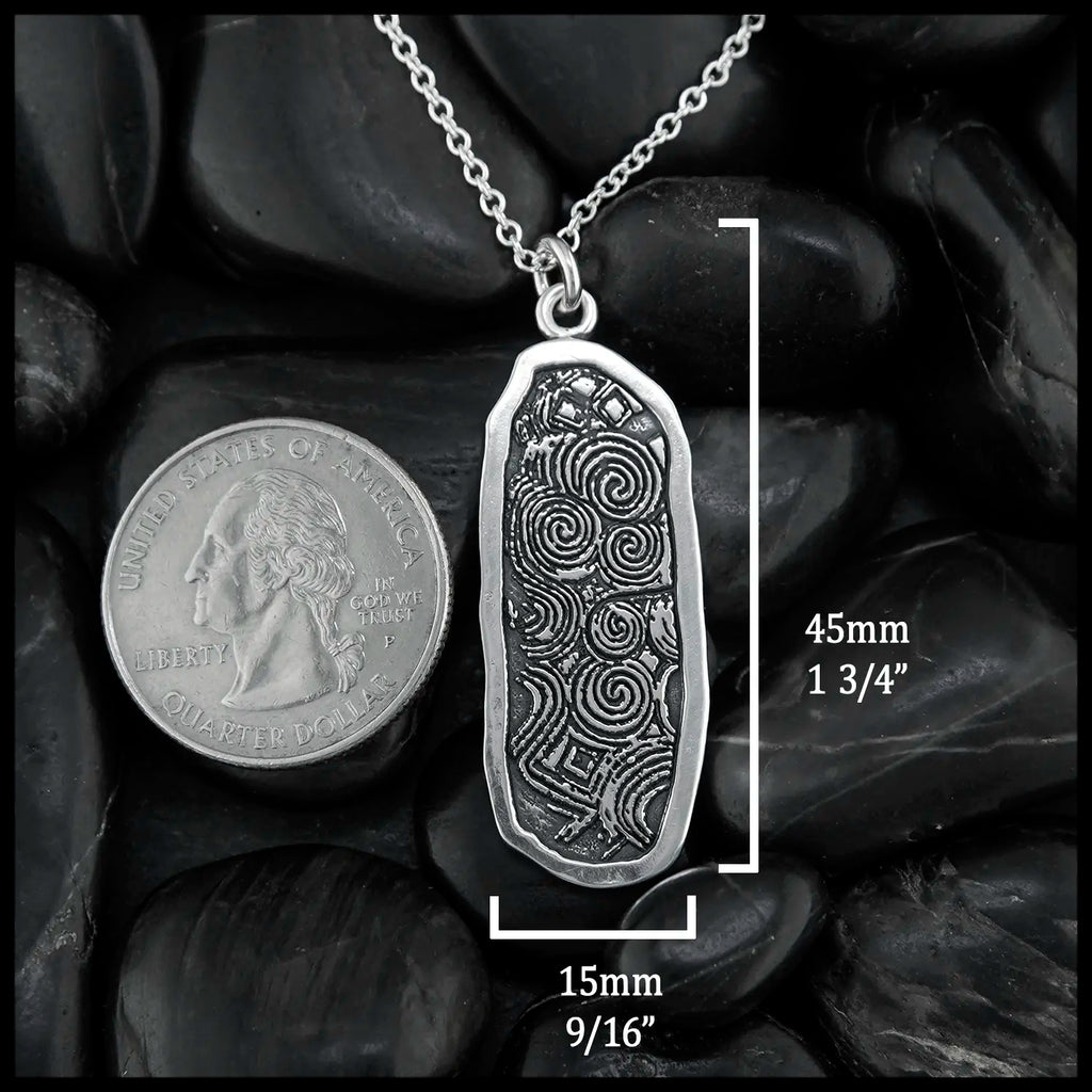 Newgrange Kerbstone Pendant in Sterling Silver
45mm x 15mm