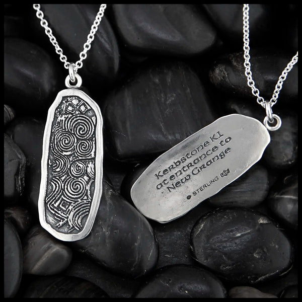 Newgrange Kerbstone Pendant, Front and Back 