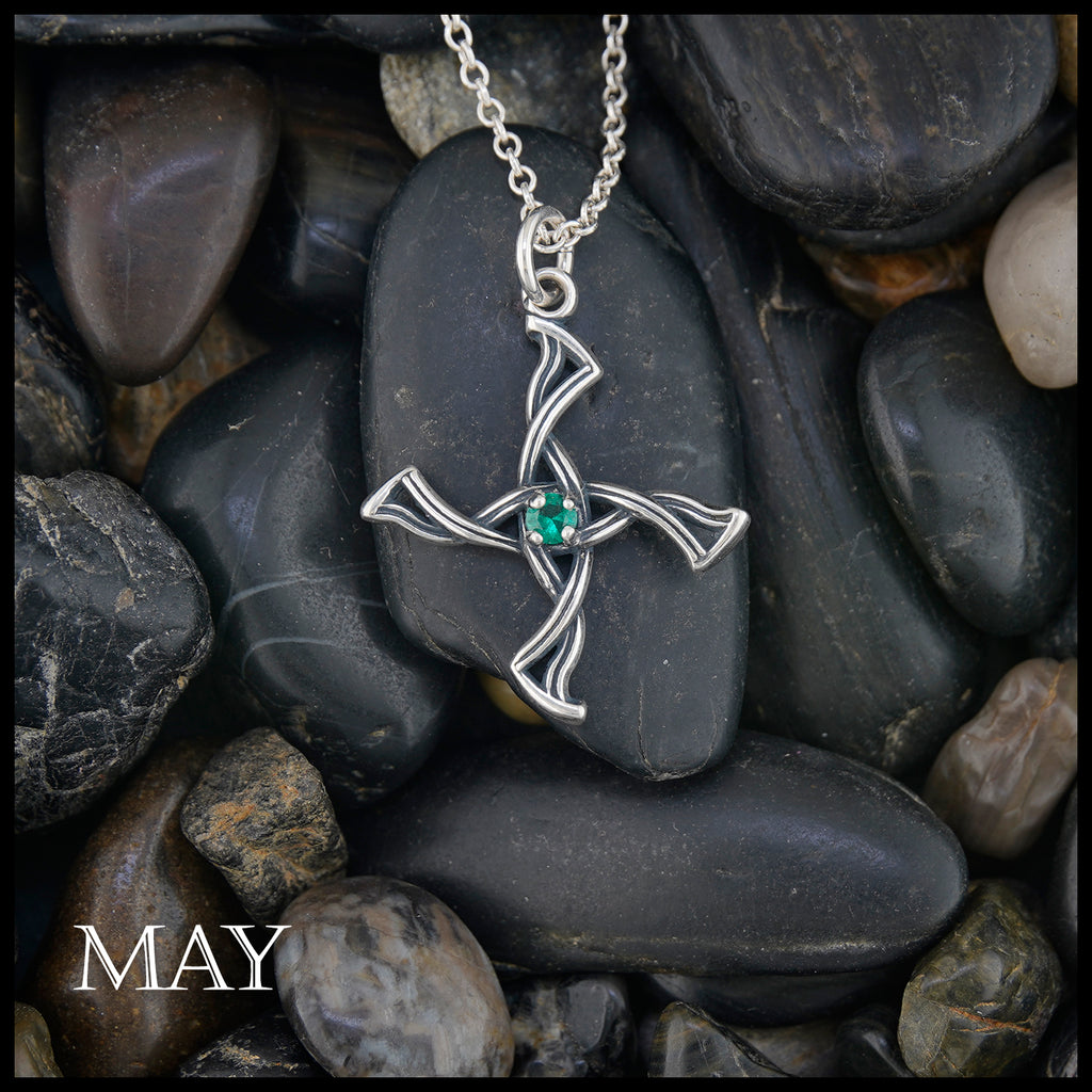 St. Brigid Cross Birthstone Pendant - May
