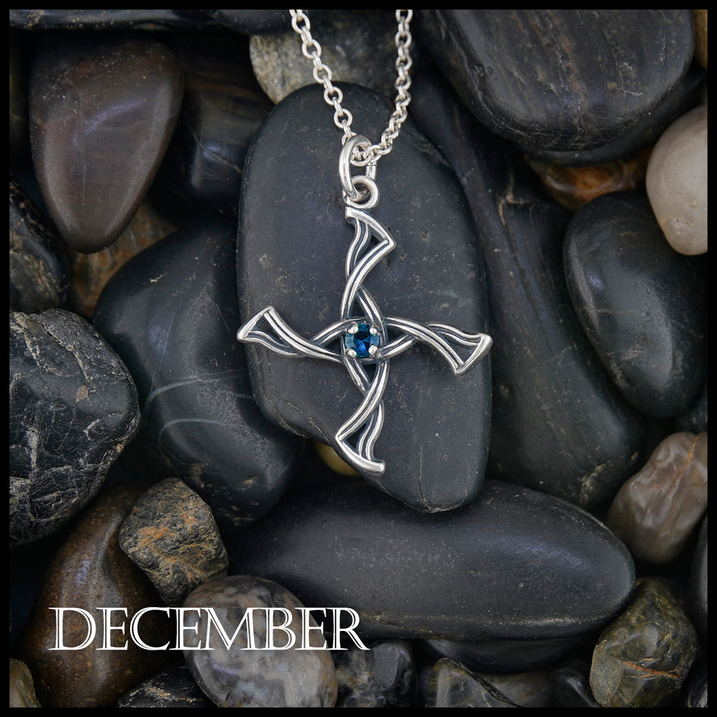 St. Brigid Cross Birthstone Pendant - December
