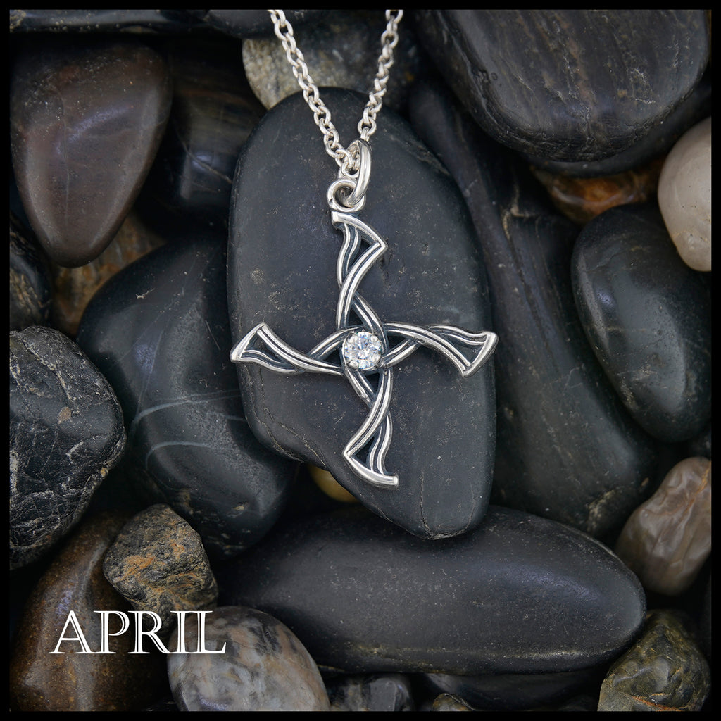 St. Brigid Cross Birthstone Pendant - April