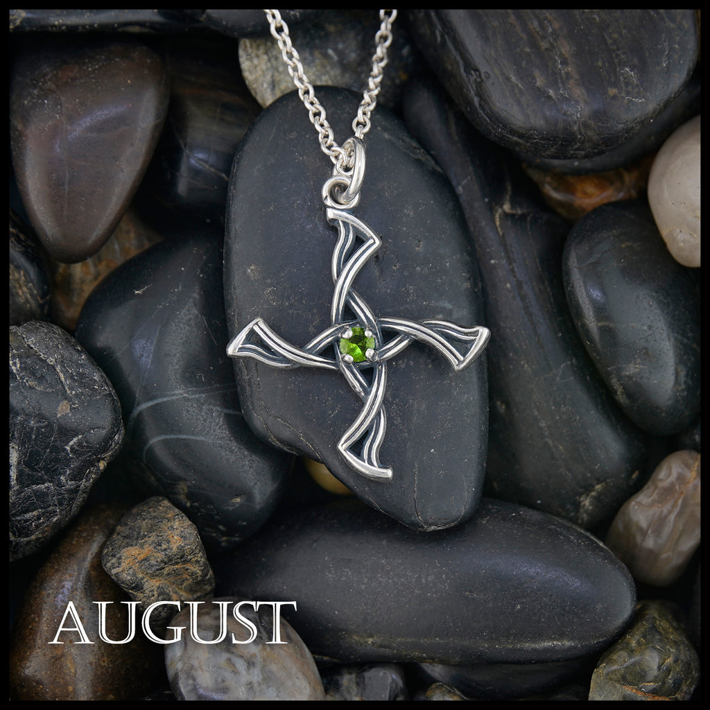 St. Brigid Cross Birthstone Pendant - August