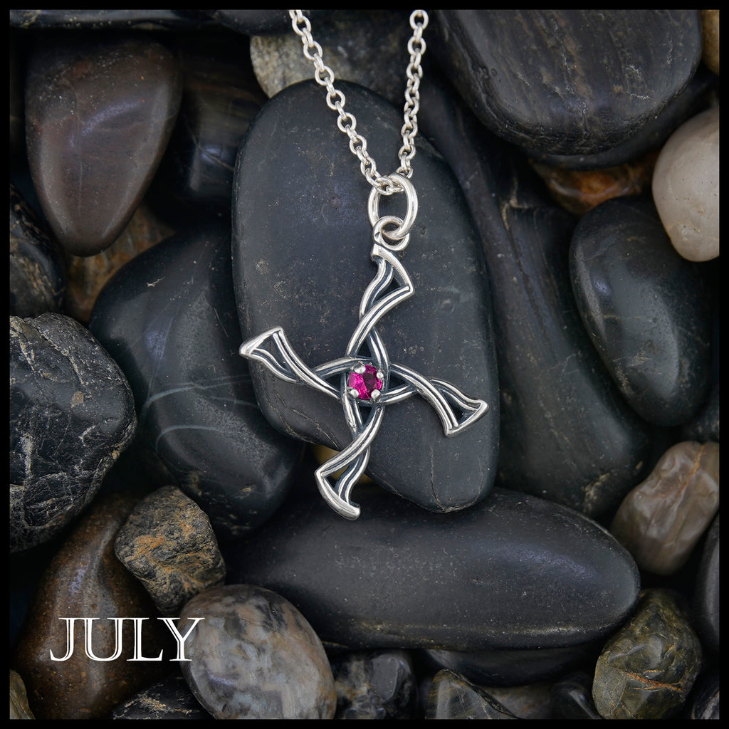 St. Brigid Cross Birthstone Pendant - July