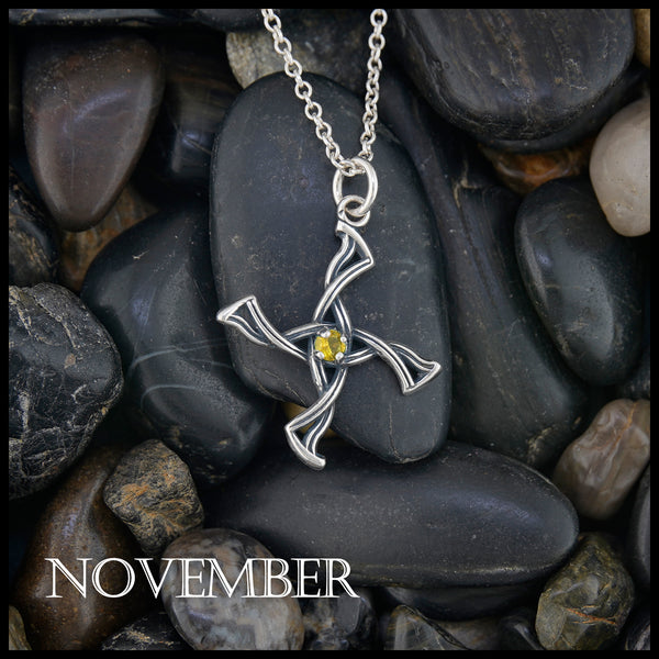 St. Brigid Cross Birthstone Pendant - November