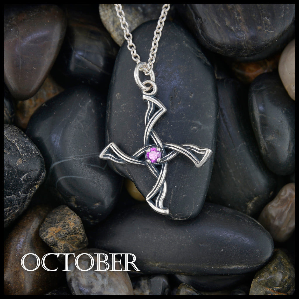 St. Brigid Cross Birthstone Pendant - October