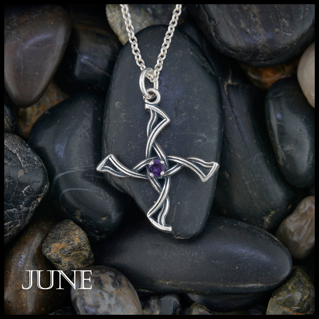 St. Brigid Cross Birthstone Pendant - June