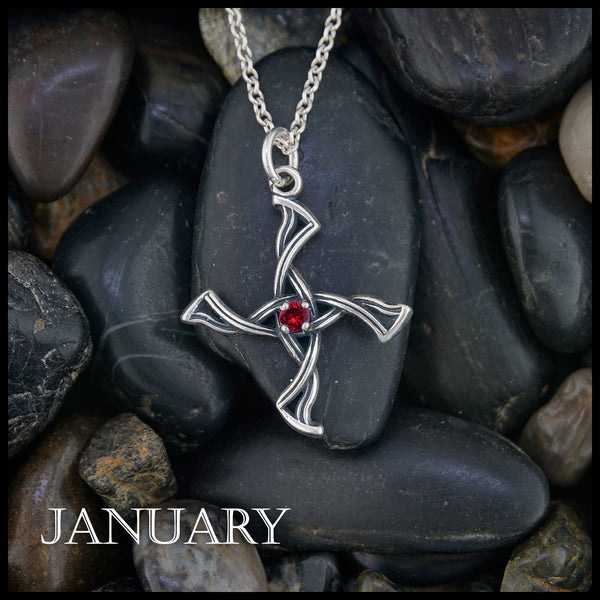 St. Brigid Cross Birthstone Pendant - January