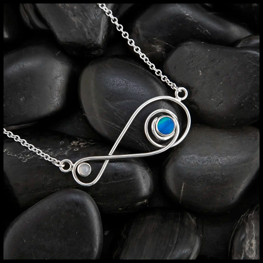 Artemis II Flight Path Necklace with Opal and Moonstone – Walker