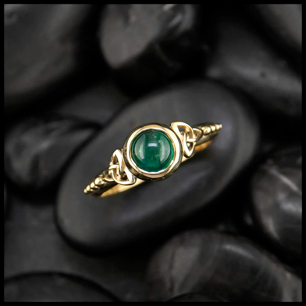 Trinity Knot Emerald Ring in 14K Yellow Gold