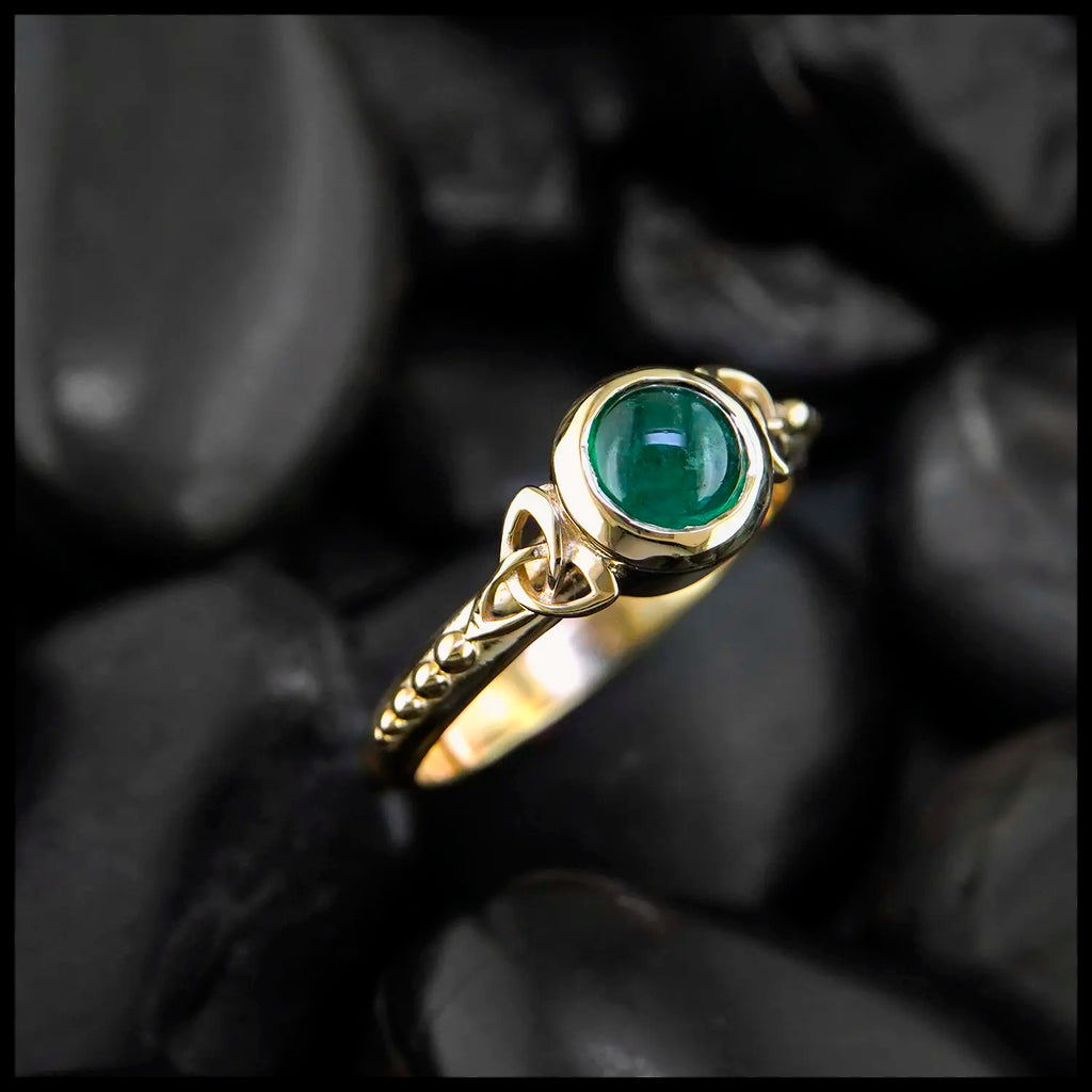 Trinity Knot Emerald Ring in 14K Yellow Gold