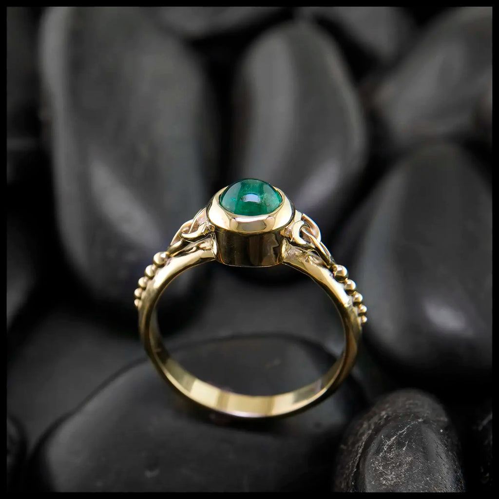 Trinity Knot Emerald Ring in 14K Yellow Gold