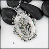 Brigid's Bouquet Pendant with Moss Agate and Tsavorite in Sterling Silver, 14K Rose Gold, and 18K Yellow Gold- Pendant A