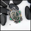 Brigid's Bouquet Pendant with Moss Agate and Tsavorite in Sterling Silver, 14K Rose Gold, and 18K Yellow Gold- Pendant B