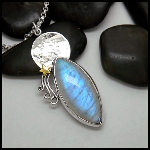 Moonstone Pendant in Sterling Silver and 18K Yellow Gold