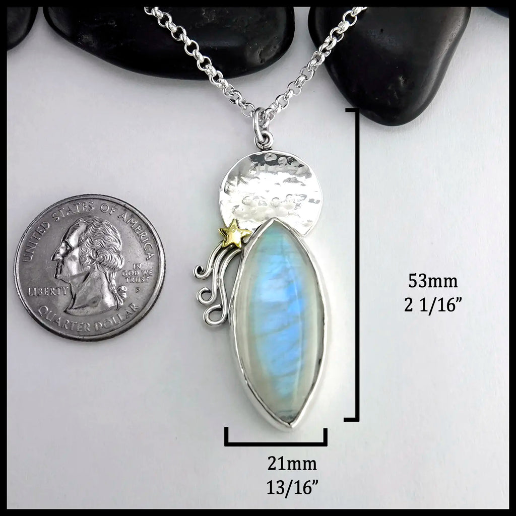 Moonstone Pendant in Sterling Silver and 18K Yellow Gold