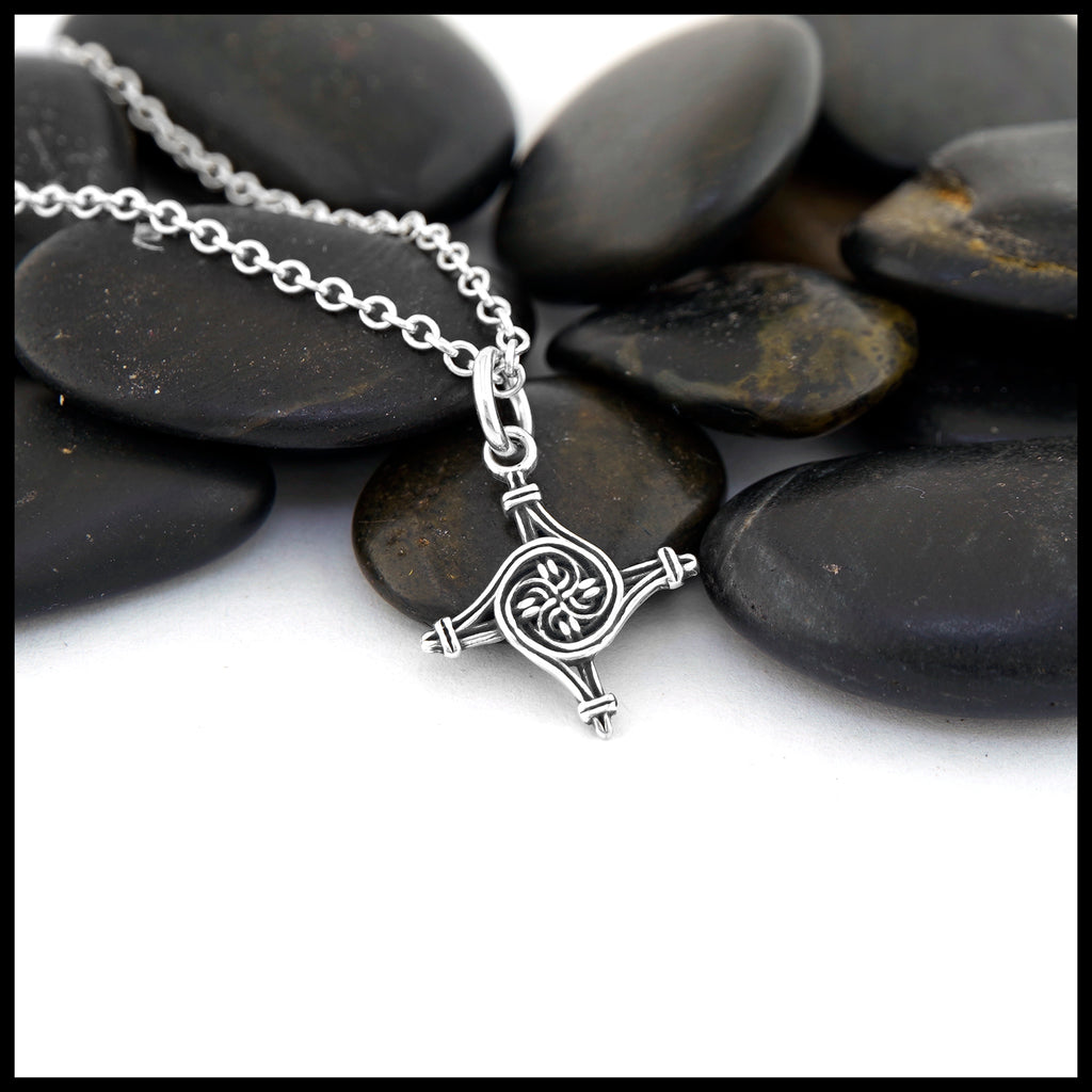 Extra Small St. Brigid's Spiral Cross in Silver