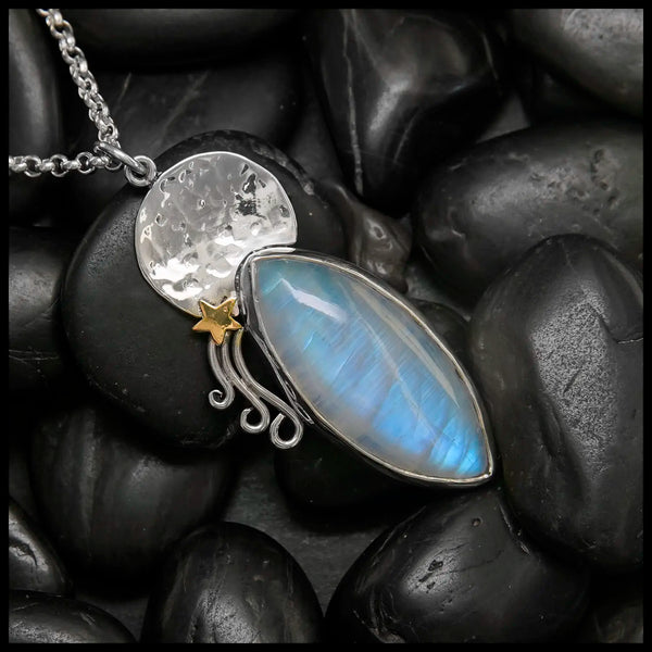 Moonstone Pendant in Sterling Silver and 18K Yellow Gold