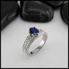 Oval Sapphire Tapered Knot ring in 14K White Gold