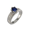 Oval Sapphire Tapered Knot ring in 14K White Gold