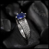 Oval Sapphire Tapered Knot ring in 14K White Gold