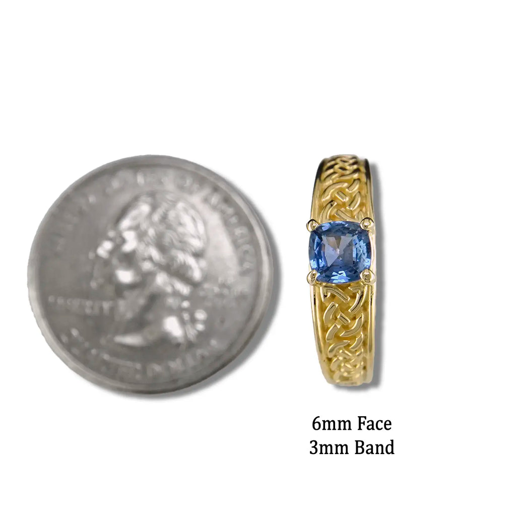 Ceylon Sapphire Tapered Knot ring in 14K Yellow Gold