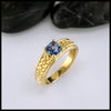 Ceylon Sapphire Tapered Knot ring in 14K Yellow Gold