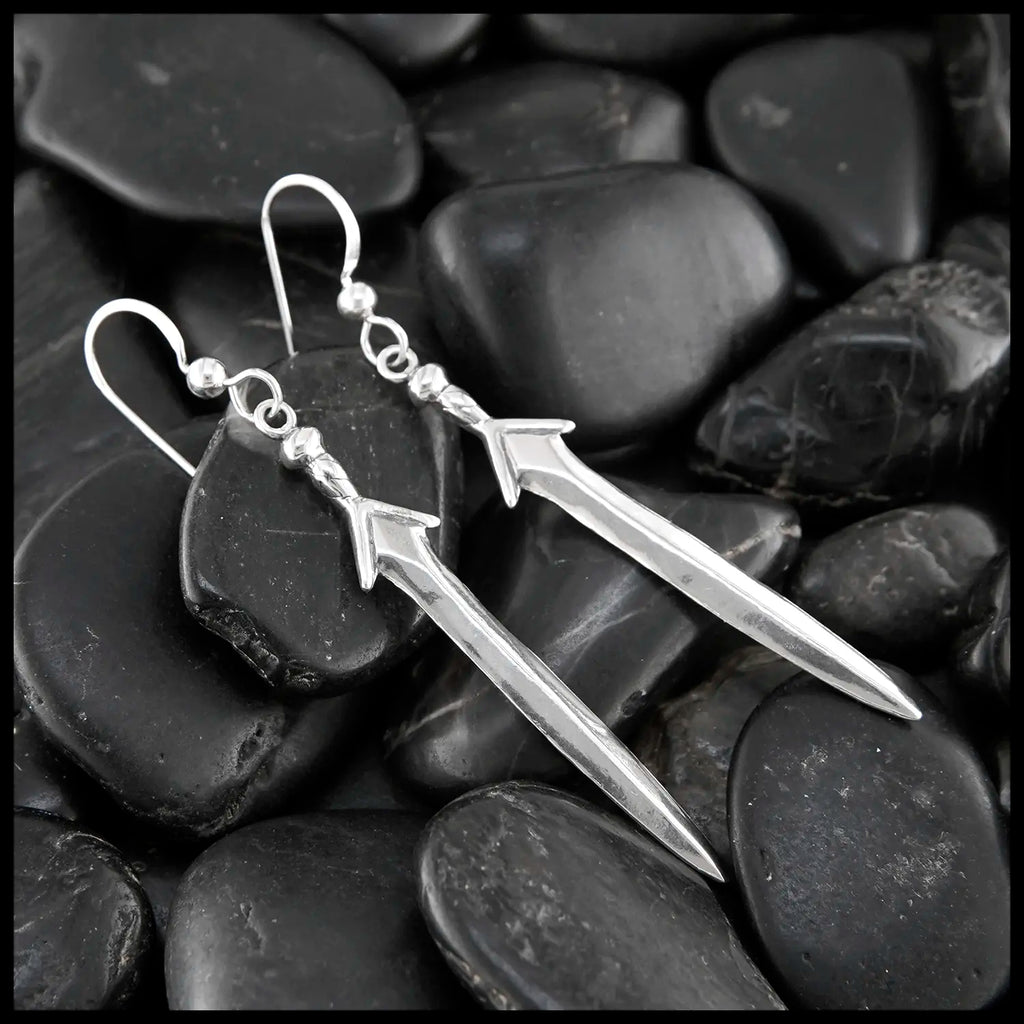 Sterling Silver Sword Drop Earrings