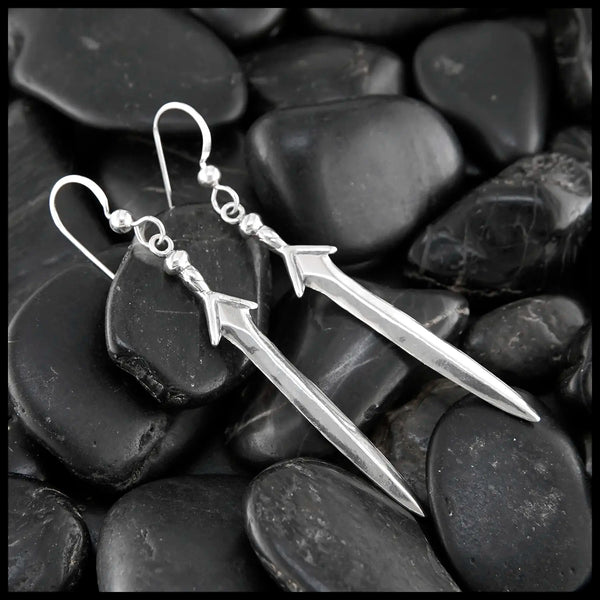 Sterling Silver Sword Drop Earrings