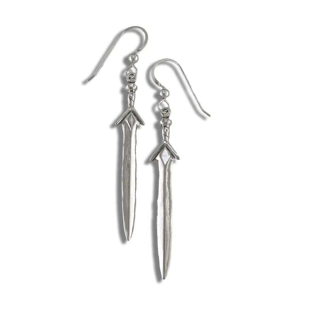 Sterling Silver Sword Drop Earrings