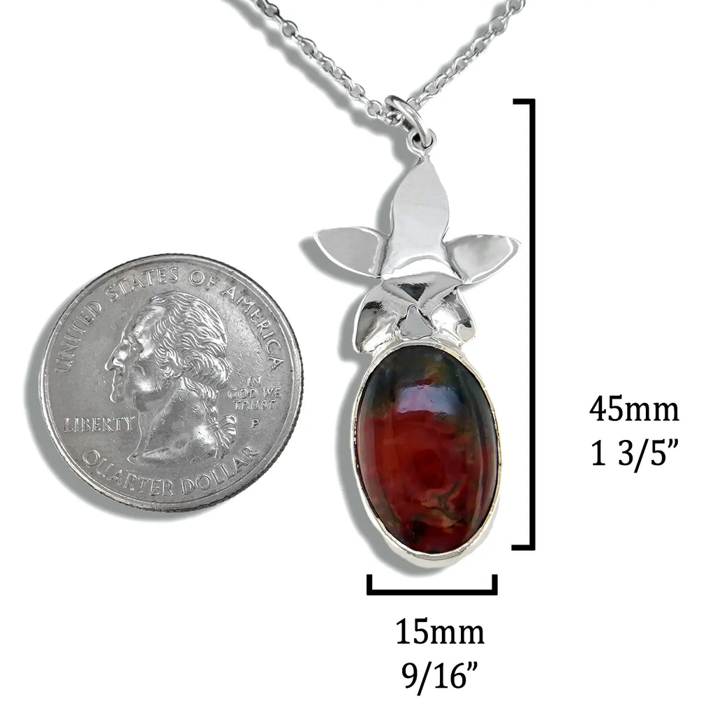 Moss Agate flower Pendants in Sterling Silver
