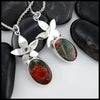 Moss Agate flower Pendants in Sterling Silver
