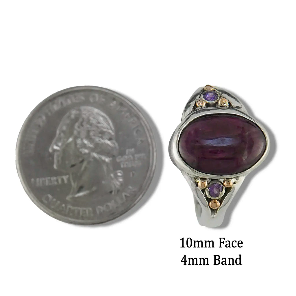 Custom Ruby Zoisite and Purple Sapphire Ring