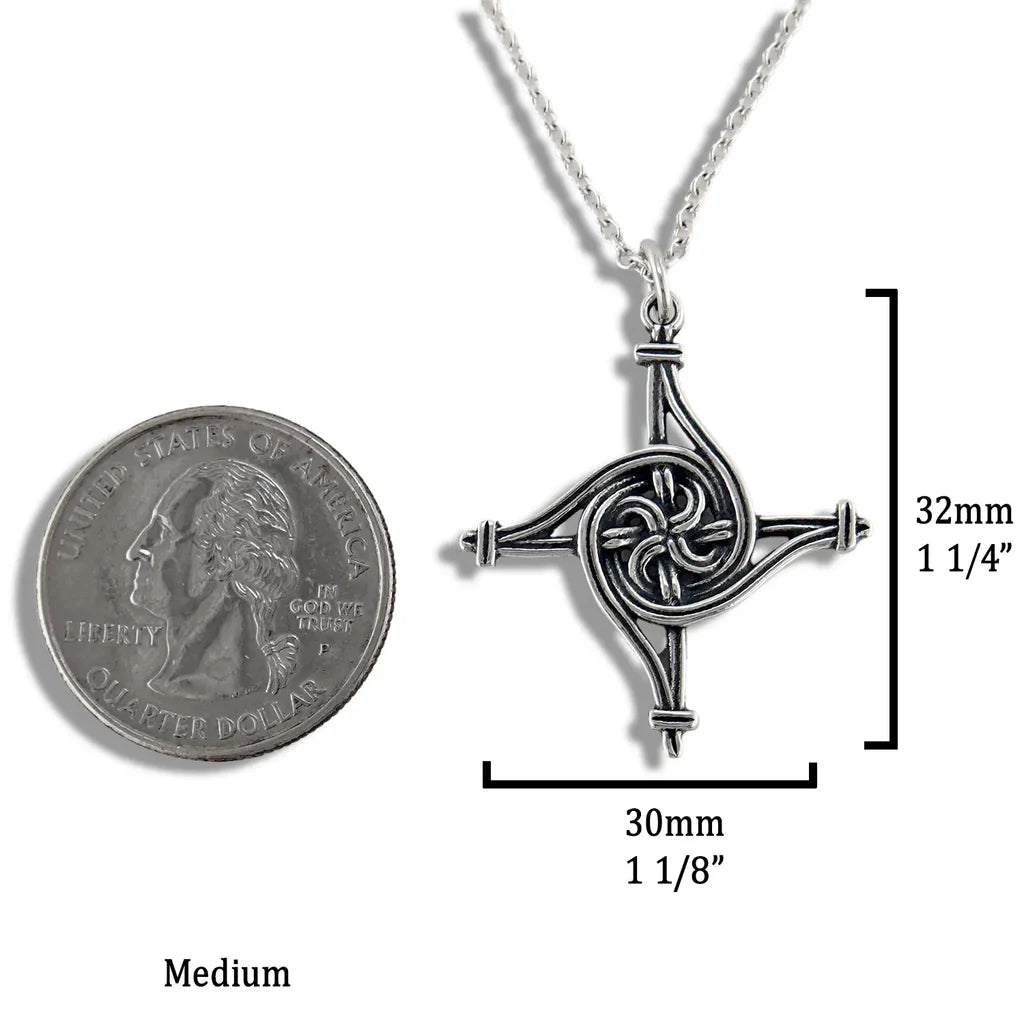 Medium St. Brigid's Spiral Cross in Sterling Silver