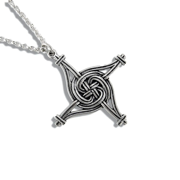 Large St. Brigid's Spiral Cross Pendant in Sterling Silver