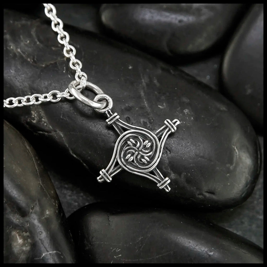 Extra Small St. Brigid's Spiral Cross in Silver