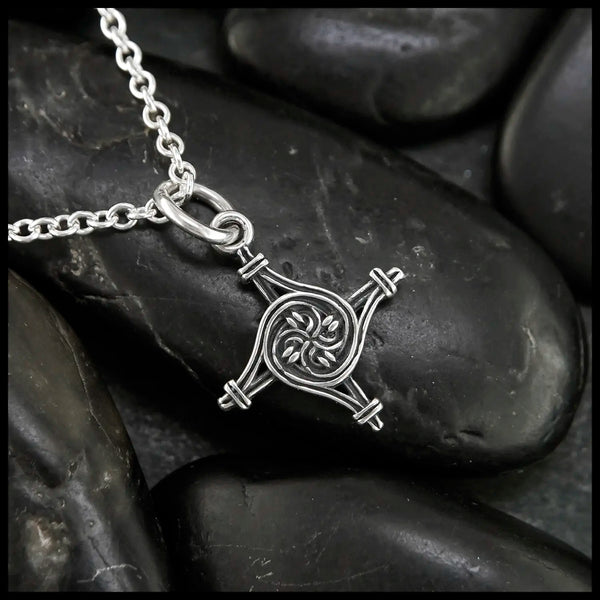 Extra Small St. Brigid's Spiral Cross in Silver