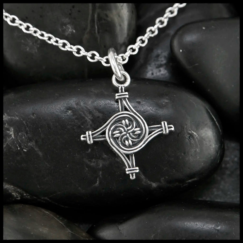 Extra Small St. Brigid's Spiral Cross in Silver
