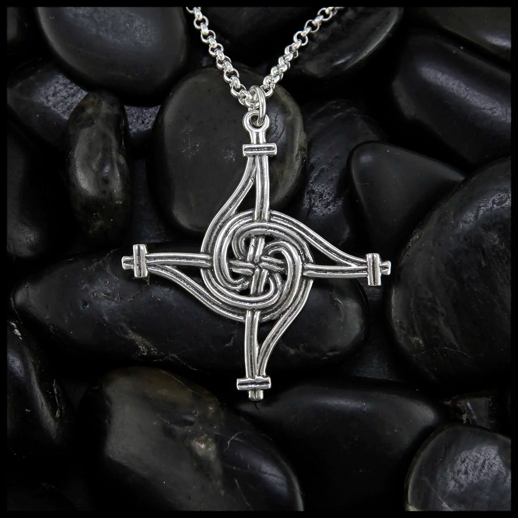 Large St. Brigid's Spiral Cross Pendant in Sterling Silver