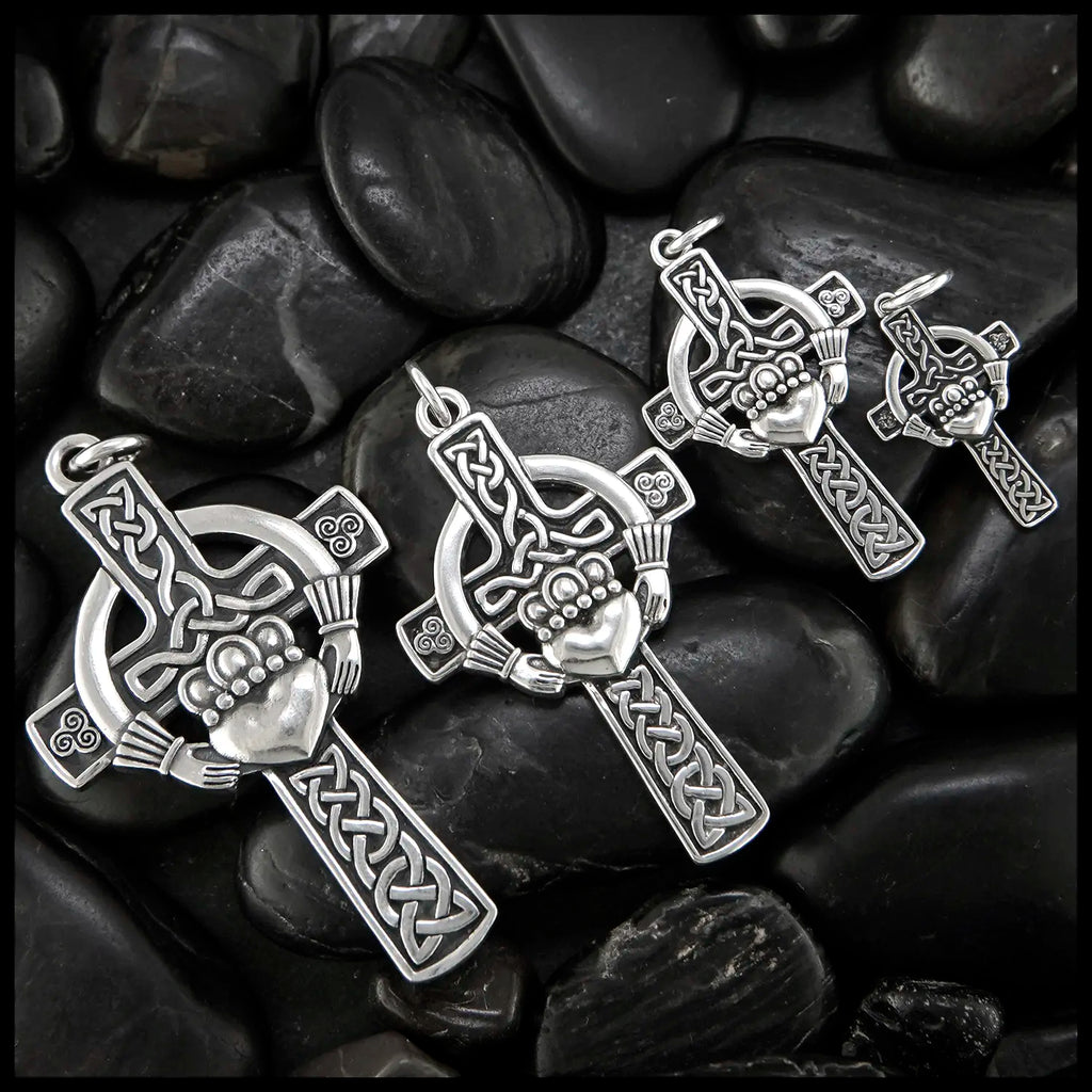 Sterling Silver Claddagh Celtic Cross Pendants