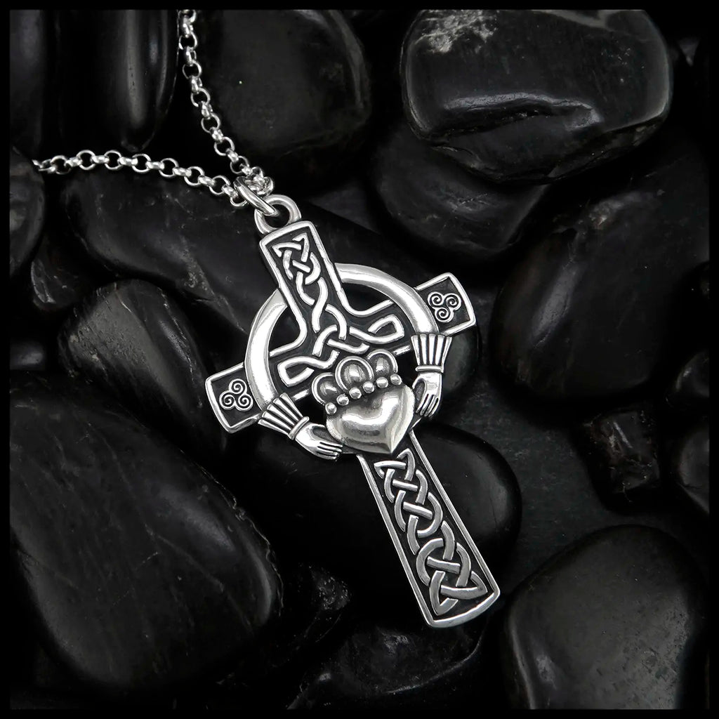 Sterling Silver Claddagh Celtic Cross Pendants