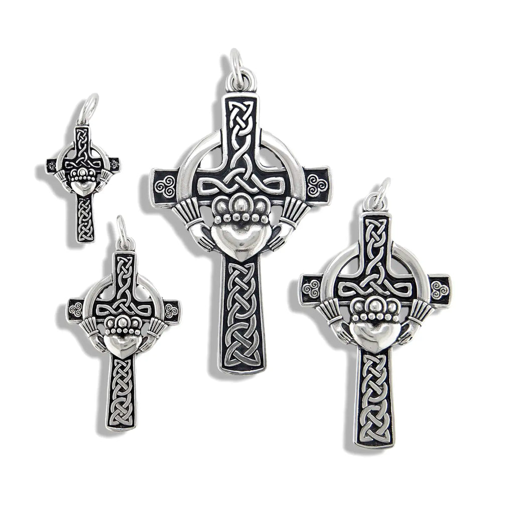 Sterling Silver Claddagh Celtic Cross Pendants
