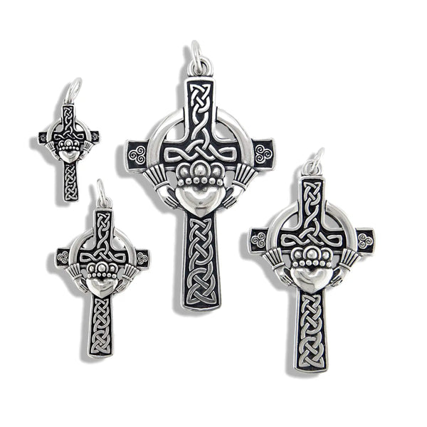 Sterling Silver Claddagh Celtic Cross Pendants