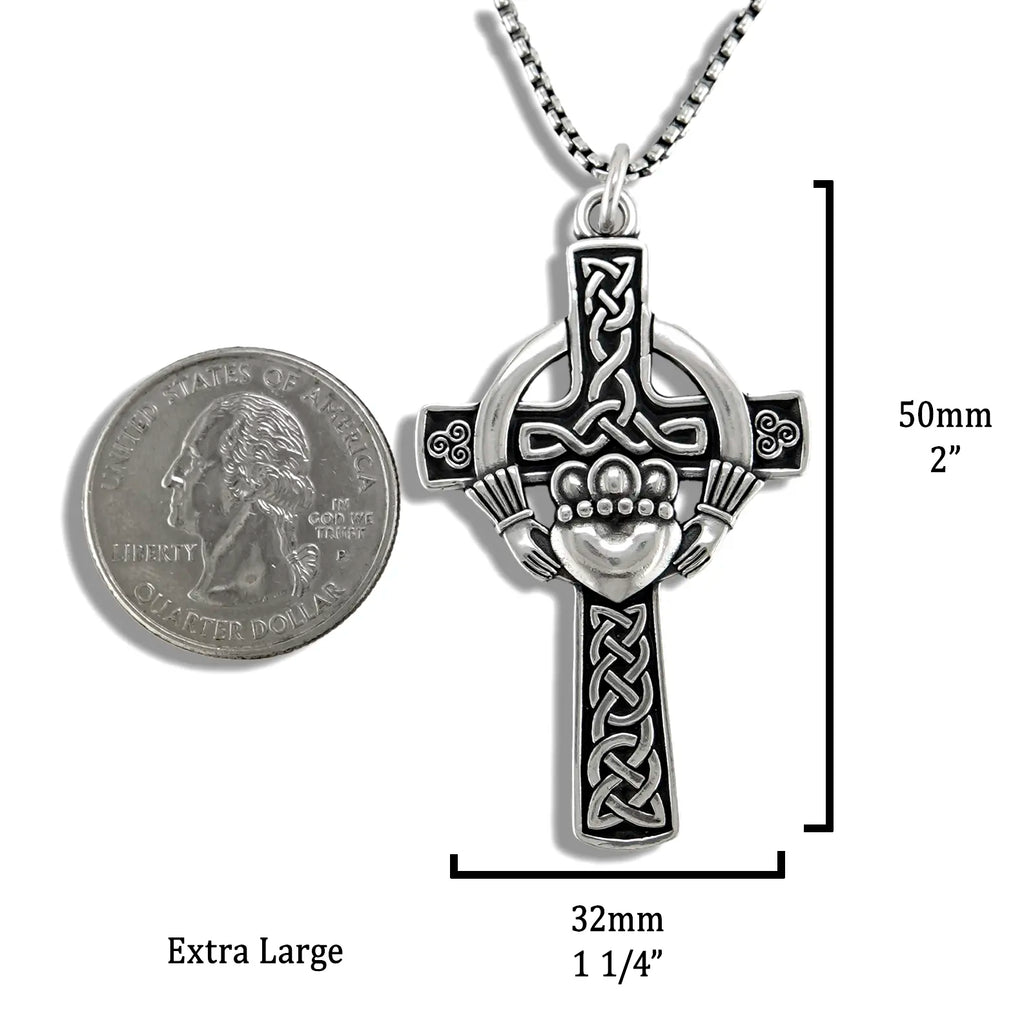 Sterling Silver Claddagh Celtic Cross Pendants