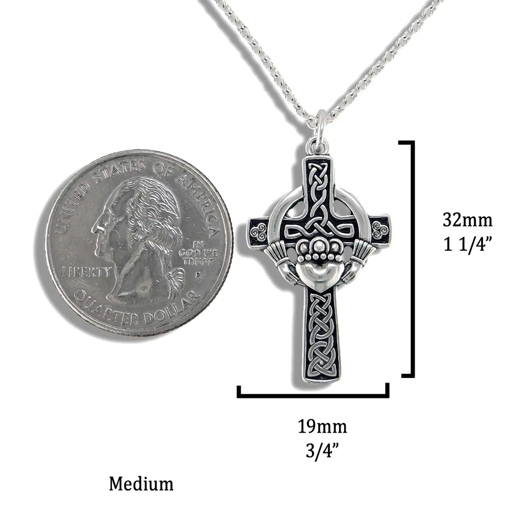 Sterling Silver Claddagh Celtic Cross Pendants