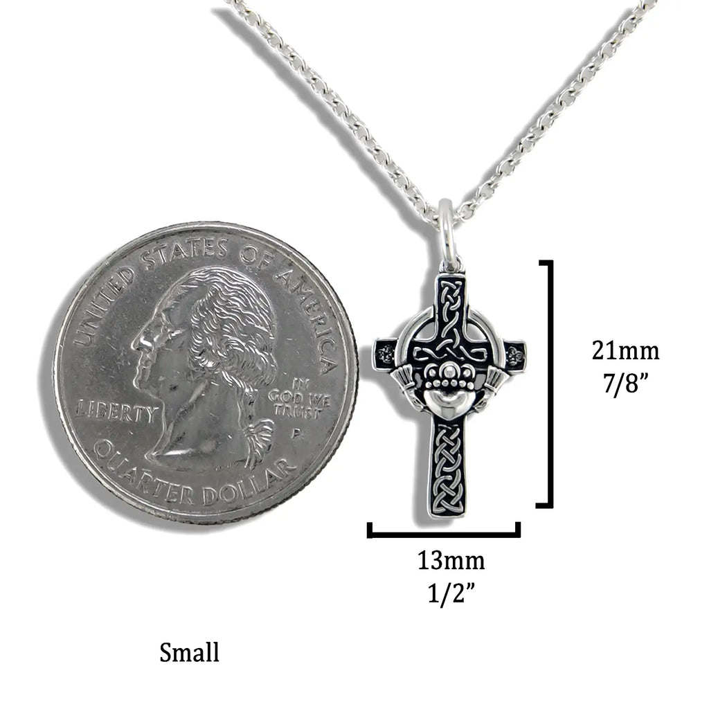 Sterling Silver Claddagh Celtic Cross Pendants