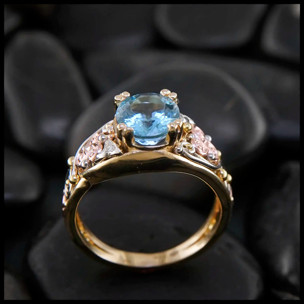 Aquamarine Celtic Trinity Frame Ring