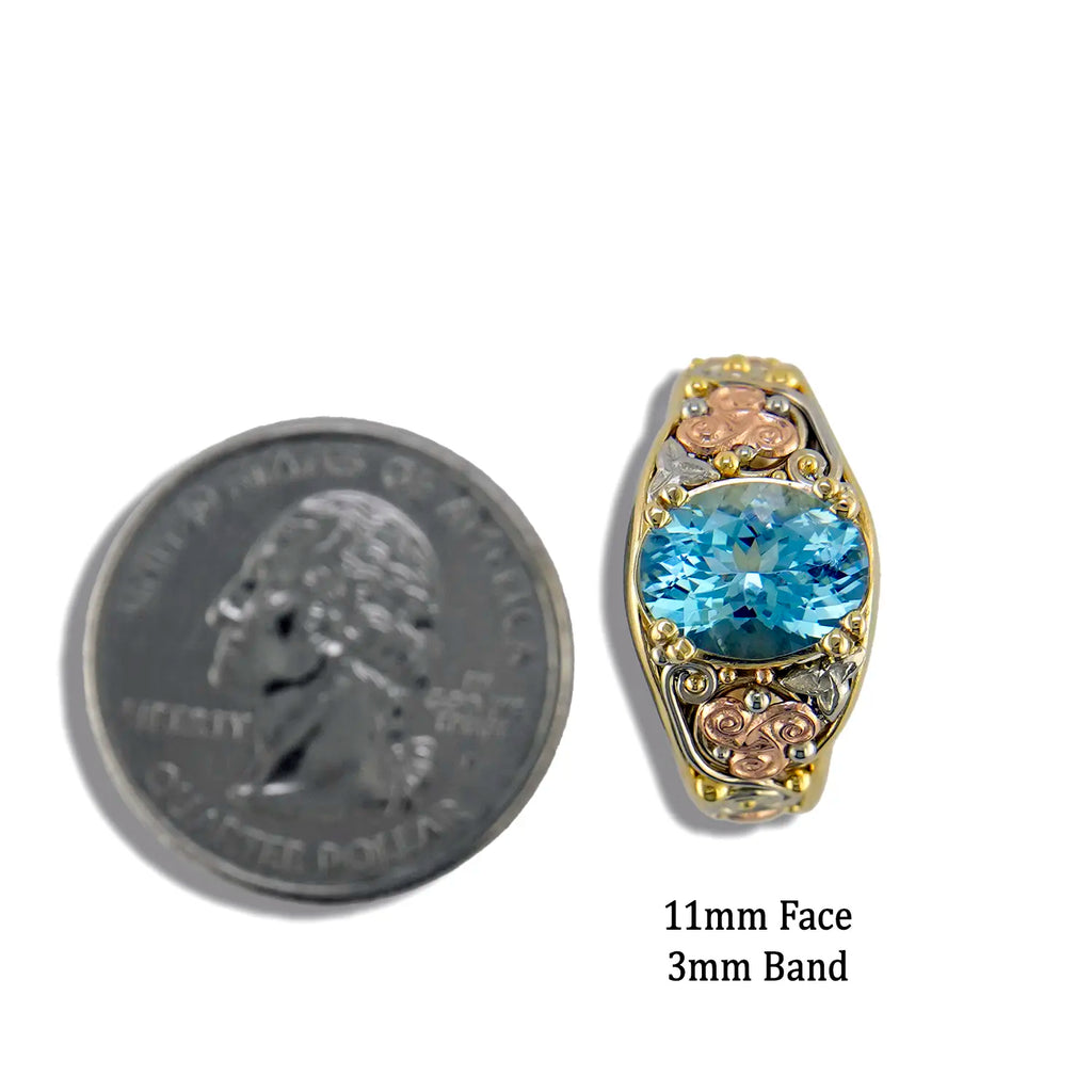 Aquamarine Celtic Trinity Frame Ring